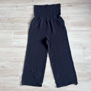 Steve Madden Echo Strapless Toggle Hem Cotton Blend Jumpsuit Black XL